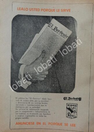 CARTEL ANTIGUO ORIGINAL DE PUBLICIDAD DEL DIARIO EL PORVENIR 1962 /N76 MONTERREY