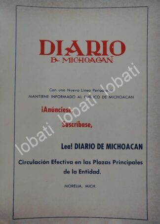 CARTEL ANTIGUO ORIGINAL DE AFICHE DEL PERIODICO EL DIARIO DE MICHOACAN 1966 / N80