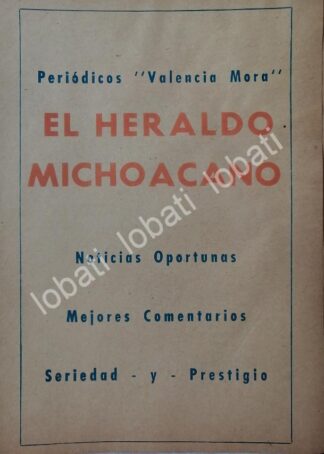 CARTEL ANTIGUO ORIGINAL DE AFICHE DEL PERIODICO EL HERALDO MICHOACANO 1965 / N87
