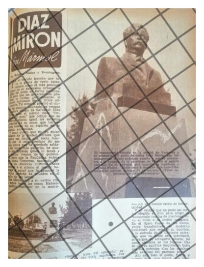 AFICHE RETRO INAUGURAN ESTATUA A DIAZ MIRON 1942