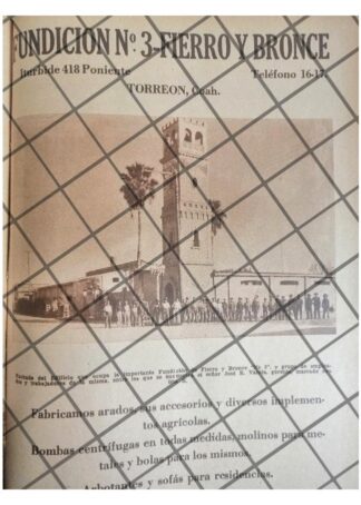 AFICHE RETRO FUNDICION No.3 FIERRO Y BRONCE TORREON 1942