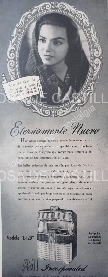 CARTEL ANTIGUO ORIGINAL DE SERIE COMPLETA 37 AFICHES ROCKOLAS AMI Y ARTISTAS FAMOSOS 1953-56 - Image 32