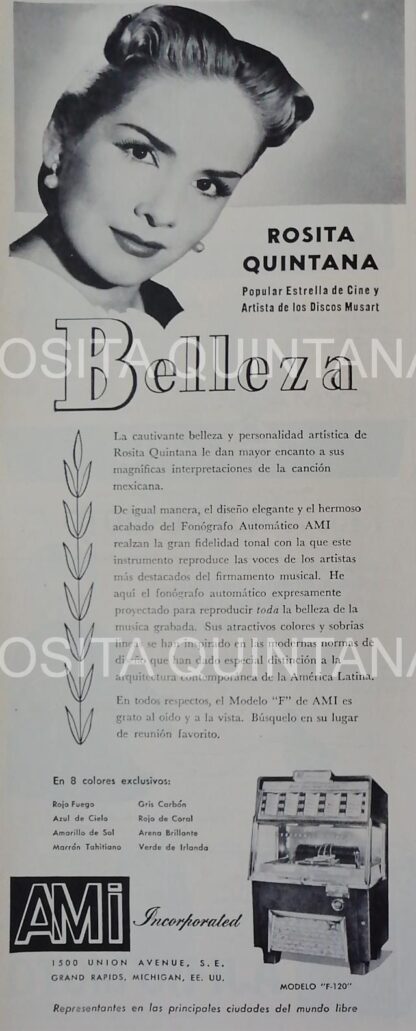 CARTEL ANTIGUO ORIGINAL DE SERIE COMPLETA 37 AFICHES ROCKOLAS AMI Y ARTISTAS FAMOSOS 1953-56 - Image 33