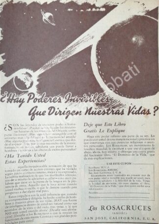 CARTEL ANTIGUO ORIGINAL DE CAMPAÑA DE LOS ROSACRUCES AMORC 1949 /194 / RLG