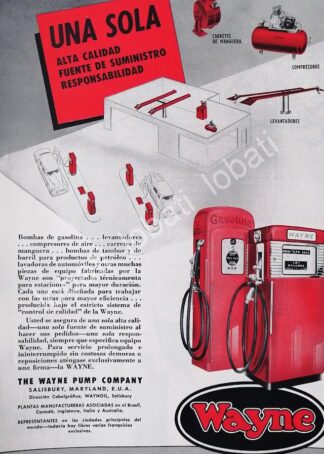 CARTEL ANTIGUO ORIGINAL DE BOMBAS DE GASOLINA WAYNE 1952 /16