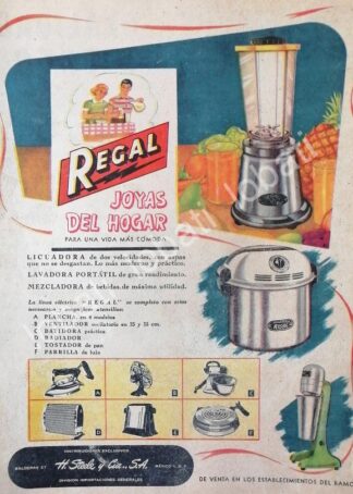 CARTEL ANTIGUO ORIGINAL DE ELECTRODOMESTICOS REGAL 1953 H. STEELE Y CIA. /8