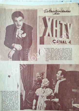 CARTEL ANTIGUO ORIGINAL DE ROBERTO CASSO EN LA RADIO DIFUSORA XHTV 1952 /51 / FEP
