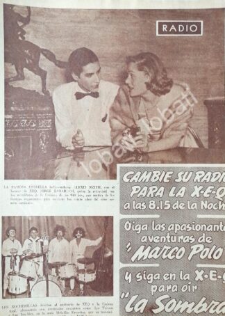 CARTEL ANTIGUO ORIGINAL DE LOS XOCHIMILCAS EN RADIO DIFUSORA XEQ, 1952 /44 /FEP