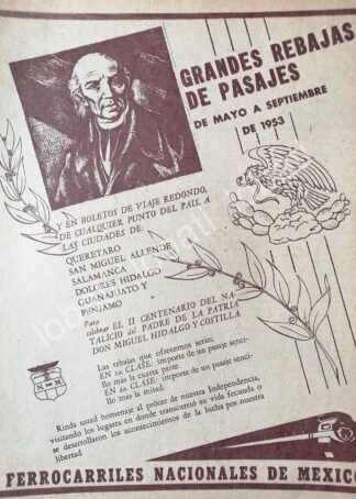 CARTEL ANTIGUO ORIGINAL DE FERROCARRILES NACIONALES 1953 /193