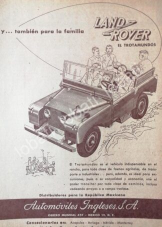 CARTEL ANTIGUO ORIGINAL DE AUTOS LAND ROVER 1951 AUTOMOVILES INGLESES S.A /439