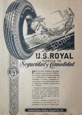 CARTEL ANTIGUO ORIGINAL DE LLANTAS U.S. UNITED STATES RUBBER 1926 /64