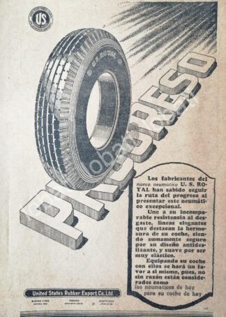 CARTEL ANTIGUO ORIGINAL DE LLANTAS U.S. UNITED STATES RUBBER 1926 /63
