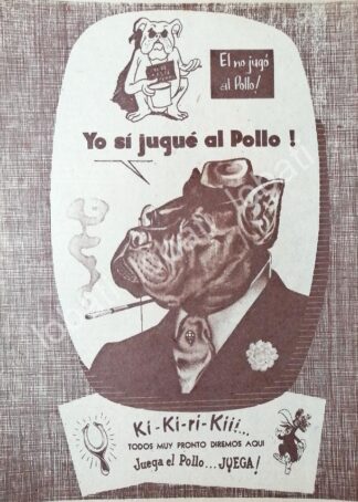 CARTEL ANTIGUO ORIGINAL DE LOTERIA NACIONAL 1953 JUEGA EL POLLO /163