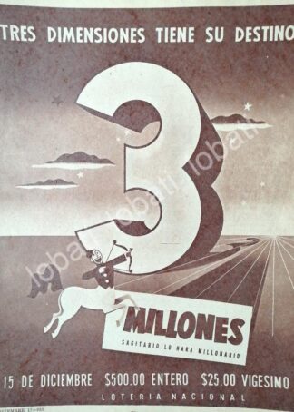 CARTEL ANTIGUO ORIGINAL DE LOTERIA NACIONAL DICIEMBRE 1953 /161