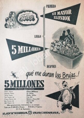 CARTEL ANTIGUO ORIGINAL DE LOTERIA NACIONAL 1949 /160