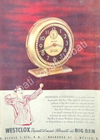 CARTEL ANTIGUO ORIGINAL DE RELOJES WESTCLOX 1953 ALMACENES H. STEELE & CIA / 66