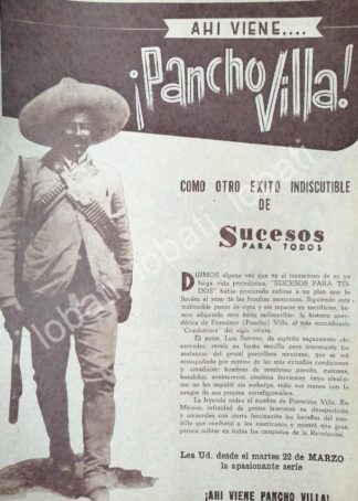 CARTEL ANTIGUO ORIGINAL DE REVISTA ANUNCIA NOVELA VAMONOS CON PANCHO VILLA 1949 /201