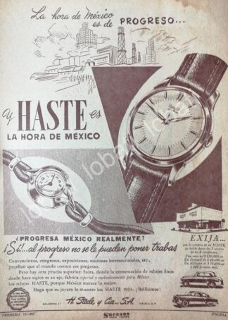 CARTEL ANTIGUO ORIGINAL DE RELOJES HASTE 1953 ALMACENES H. STEELE & CIA / 59