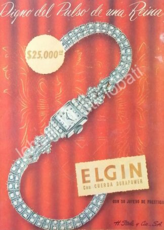 CARTEL ANTIGUO ORIGINAL DE RELOJES ELGIN 1949 /47 H. STEELE & CIA