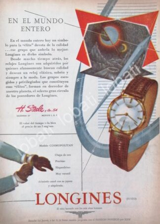 CARTEL ANTIGUO ORIGINAL DE RELOJES LONGINES 1953 /46