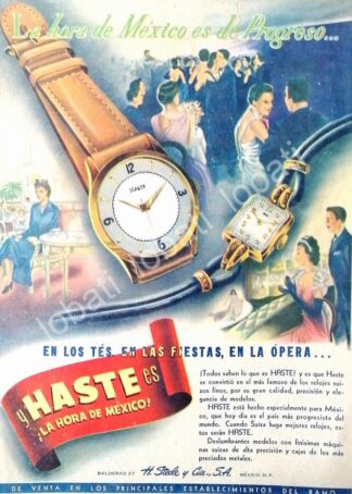 CARTEL ANTIGUO ORIGINAL DE RELOJES HASTE 1953 DE HARRY STEELE /45