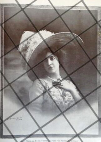 CARTEL ANTIGUO 1910 SOMBRERO DAMA. CASA FELIX DE PARIS /3