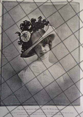CARTEL ANTIGUO 1910 SOMBRERO DAMA. CASA FELIX DE PARIS /4