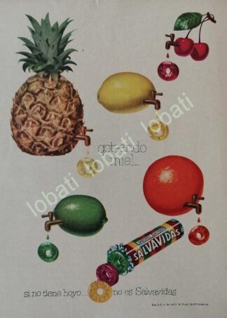 CARTEL ANTIGUO ORIGINAL DE DULCES SALVAVIDAS 1944 /72