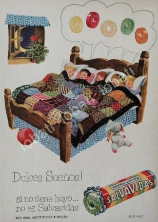 CARTEL ANTIGUO ORIGINAL DE DULCES SALVAVIDAS 1955 /71