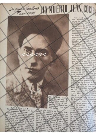 AFICHE RETRO MUERE JEAN COCTEAU 1944