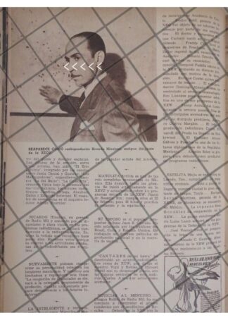 AFICHE RETRO RICARDO HINOJOSA. RADIO MIL 1944 Y MAS