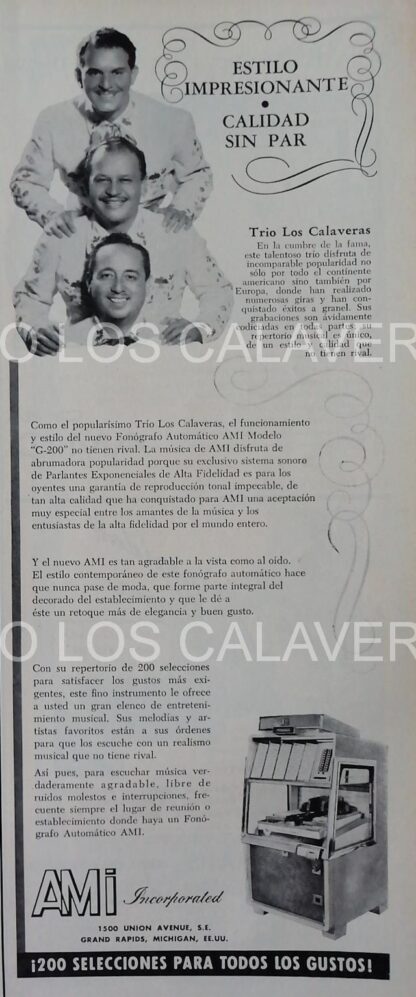 CARTEL ANTIGUO ORIGINAL DE SERIE COMPLETA 37 AFICHES ROCKOLAS AMI Y ARTISTAS FAMOSOS 1953-56 - Image 34