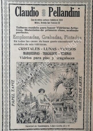 CARTEL ANTIGUO ORIGINAL DE TIENDA DE DECORACION CLAUDIO PELLANDINI 1910
