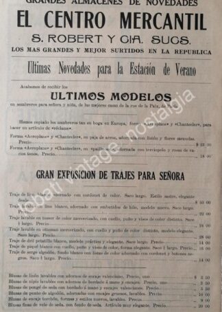 CARTEL ANTIGUO ORIGINAL DE TIENDA EL CENTRO MERCANTIL 1910