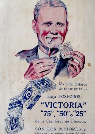 CARTEL ANTIGUO ORIGINAL DE FOSFOROS VICTORIA AÑOS 20s /4