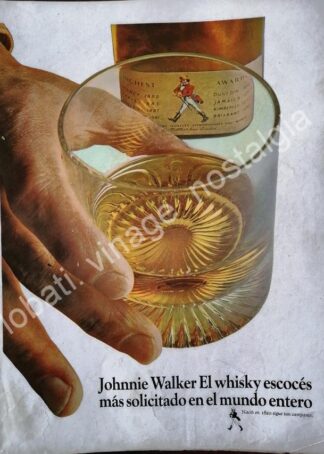 CARTEL ANTIGUO ORIGINAL DE WHISKY JOHNNIE WALKER 1965