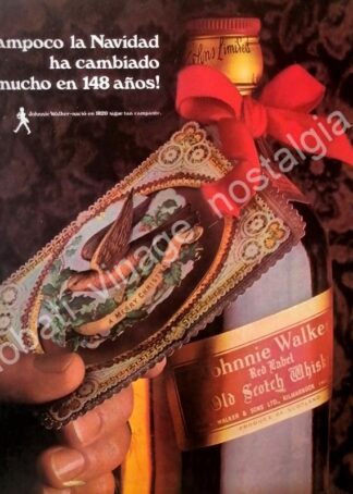 CARTEL ANTIGUO ORIGINAL DE WHISKY JHONNIE WALKER RED LABEL 1960s /17
