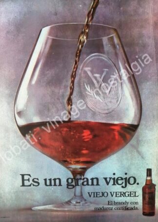 CARTEL ANTIGUO ORIGINAL DE BRANDY VIEJO VERGEL 1973 /V255