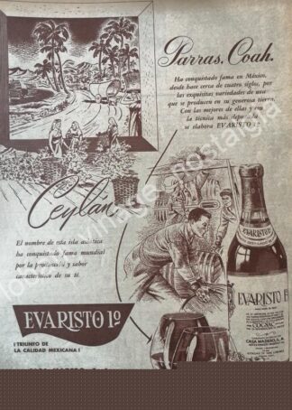 CARTEL ANTIGUO ORIGINAL DE BRANDY EVARISTO No 1. 1952 Y LA CATEDRAL /V267 PUBLICIDAD ARTISTICA
