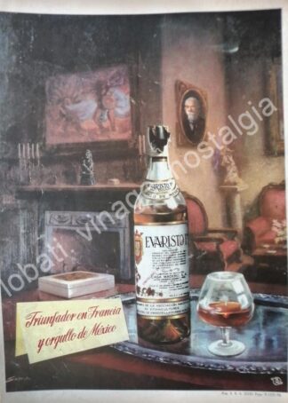 CARTEL ANTIGUO ORIGINAL DE BRANDY EVARISTO No 1. 1956 /V269 PUBLICIDAD ARTISTICA