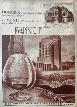 CARTEL ANTIGUO ORIGINAL DE BRANDY EVARISTO Y LA ESCUELA NORMAL SUPERIOR 1958 /V274
