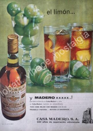 CARTEL ANTIGUO ORIGINAL DE BRANDY MADERO XXXXX 1967, CASA MADERO /V276