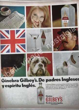 CARTEL ANTIGUO ORIGINAL DE GINEBRA GILBEYS 1968 /V301