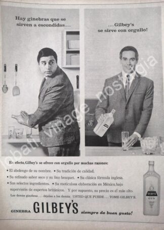 CARTEL ANTIGUO ORIGINAL DE GINEBRA GILBEYS 1966 /V299