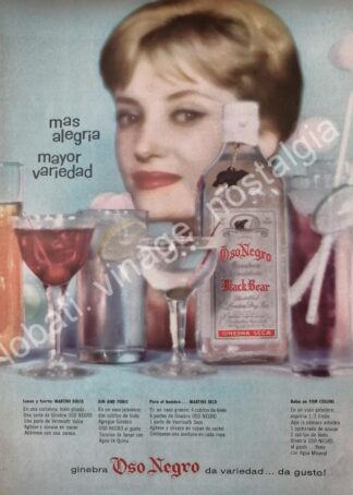 CARTEL ANTIGUO ORIGINAL DE GINEBRA OSO NEGRO 1959 /V281