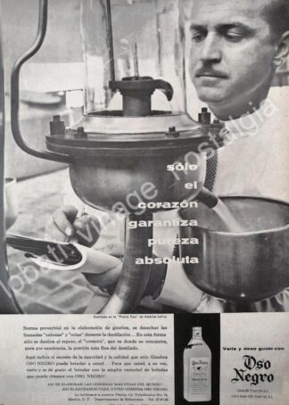 CARTEL ANTIGUO ORIGINAL DE GINEBRA OSO NEGRO 1959 /V282
