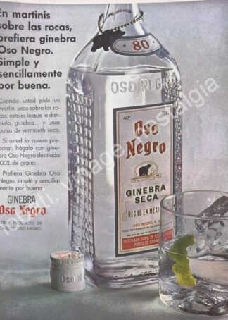 CARTEL ANTIGUO ORIGINAL DE GINEBRA OSO NEGRO 1964 /V286