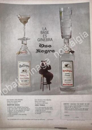 CARTEL ANTIGUO ORIGINAL DE GINEBRA OSO NEGRO 1964 /V287