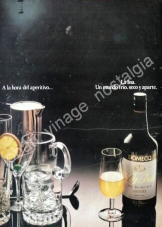 CARTEL ANTIGUO ORIGINAL DE JEREZ LA INA, DE PEDRO DOMEQC 1980s