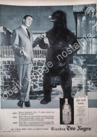 CARTEL ANTIGUO ORIGINAL DE JORGE EL CHE REYES Y GINEBRA OSO NEGRO 1960 /V290 /FEP